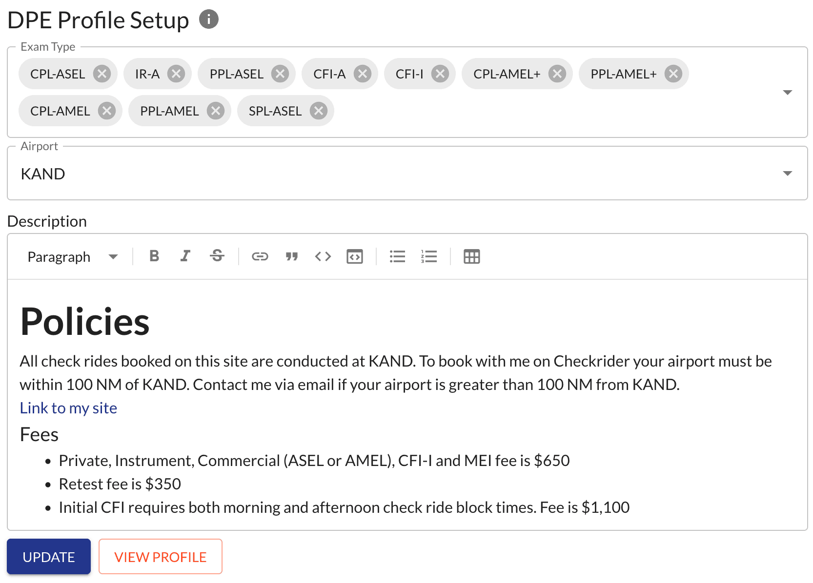 DPE profile setup